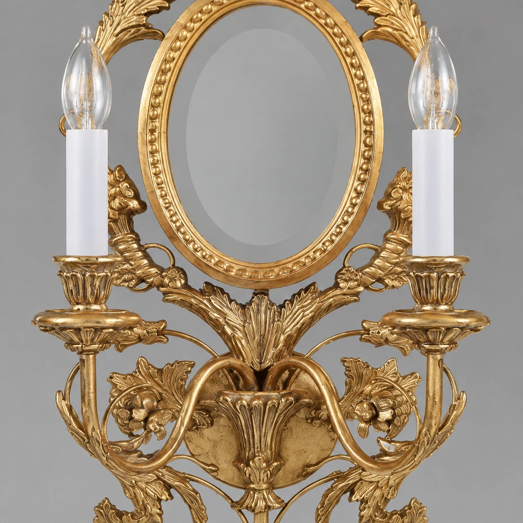 Close detail of the two candle-style arms