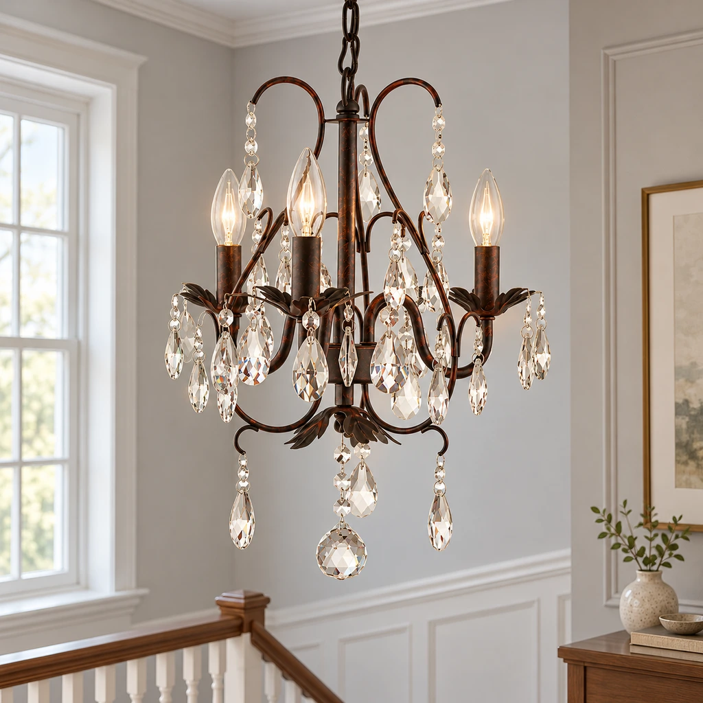 Rowan American Vintage Crystal-Drop Iron and Crystal Chandelier product image 5