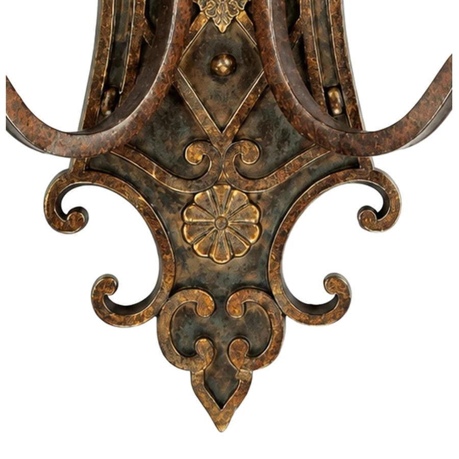 Lower iron scroll and relief detail