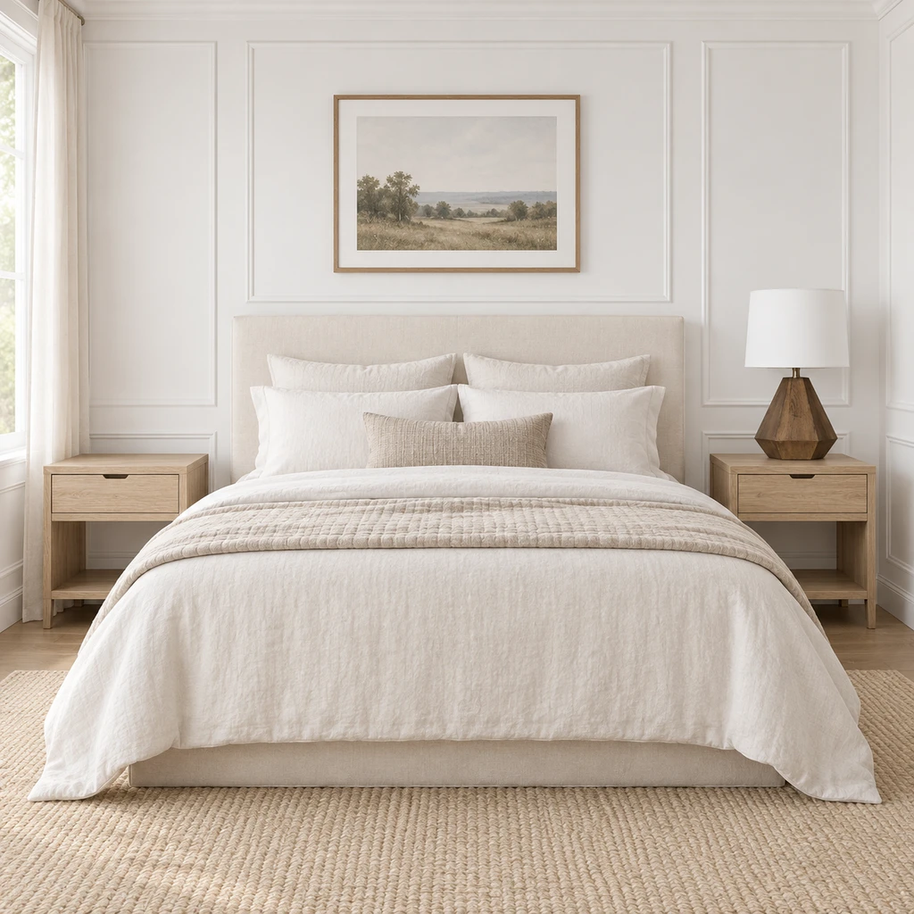 Arden table lamp in a bedroom without bedside lamps