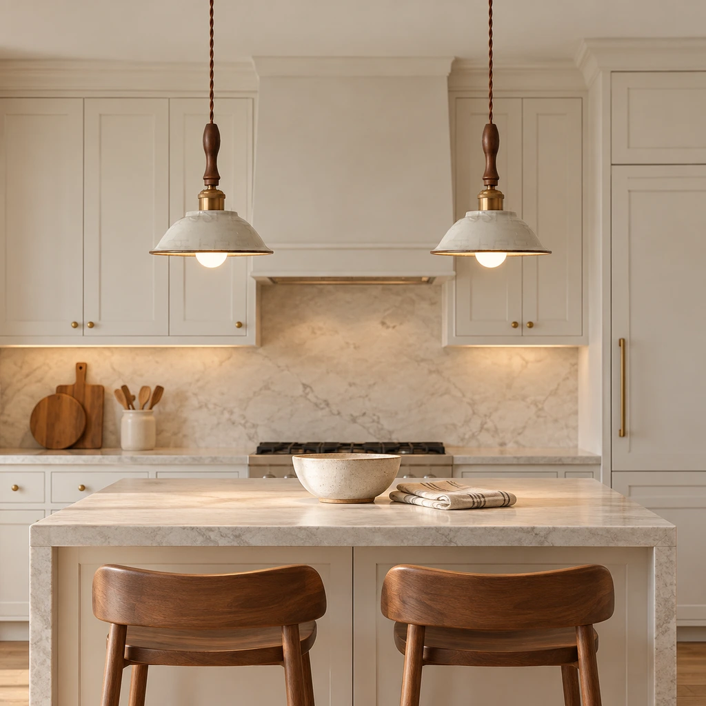 Two pendants over kitchen island