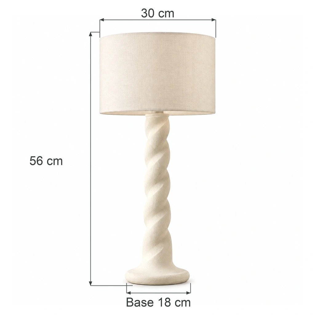 Table lamp dimensions: 56 cm height, 30 cm shade diameter and 18 cm base diameter