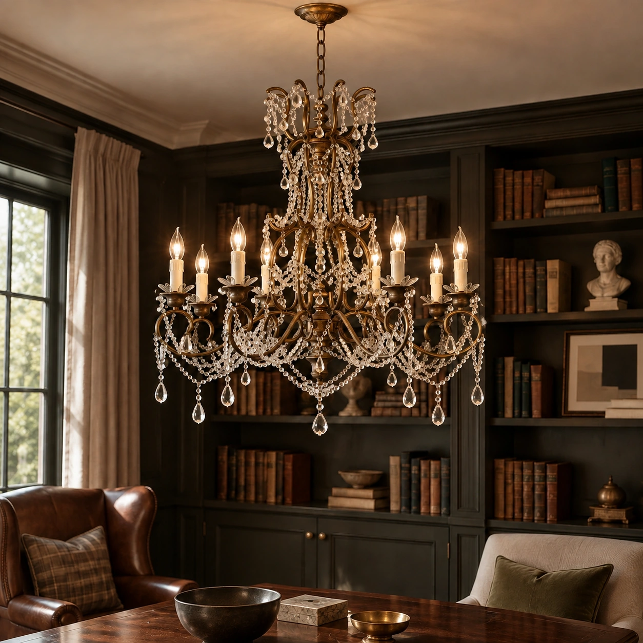 Marianne eight-arm iron and crystal chandelier scene 05 library v2