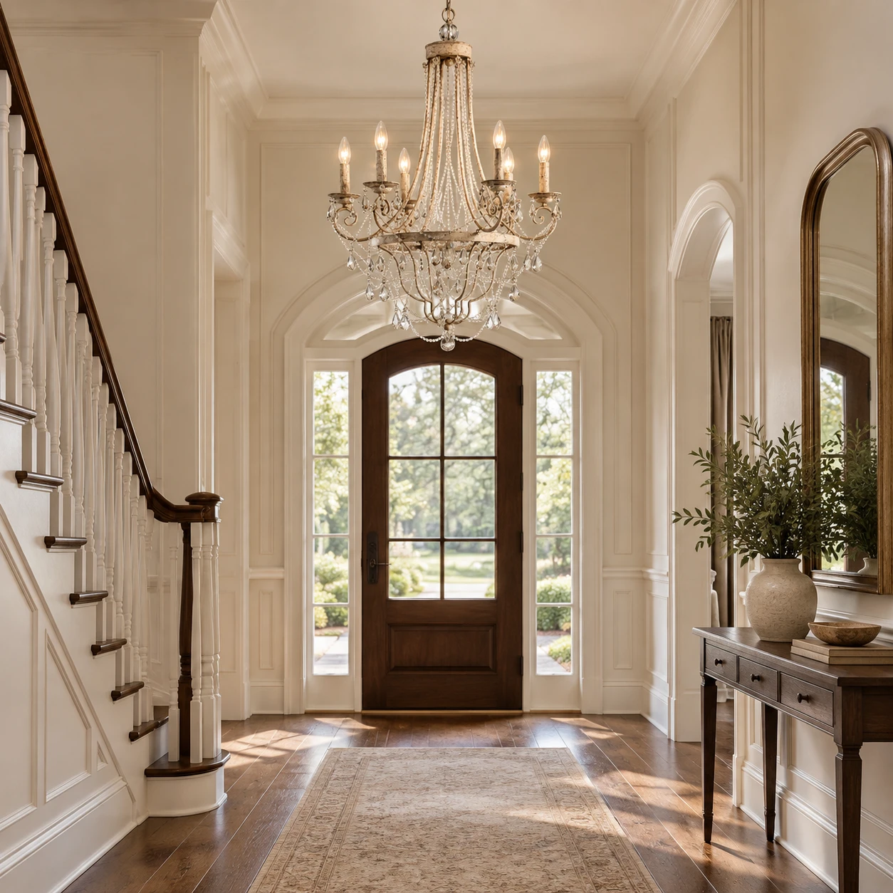 Maeve French Crystal Iron Chandelier in a residential interior