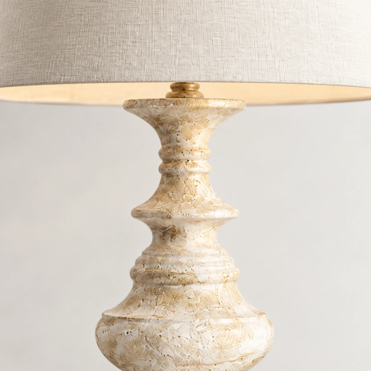 Close view of the walnut wood and metal finish