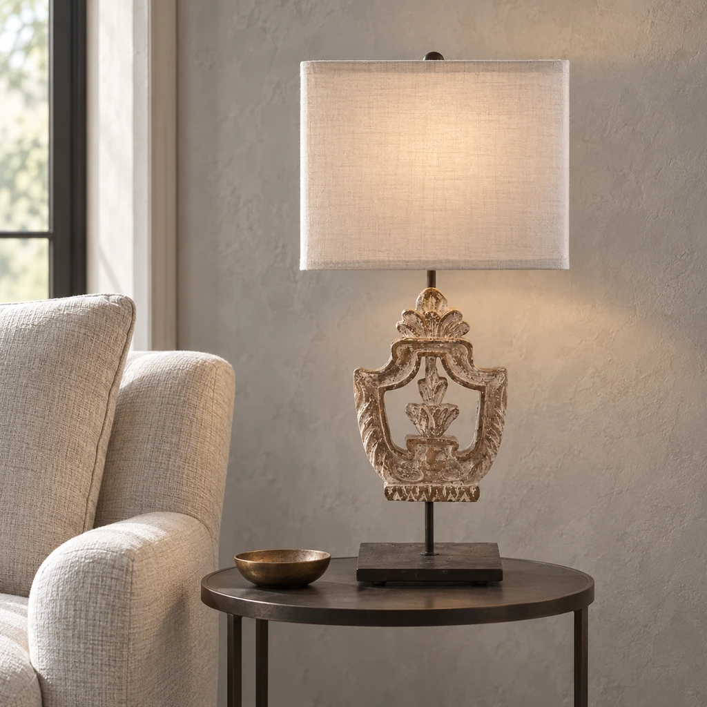 Elodie table lamp in a calm lounge vignette