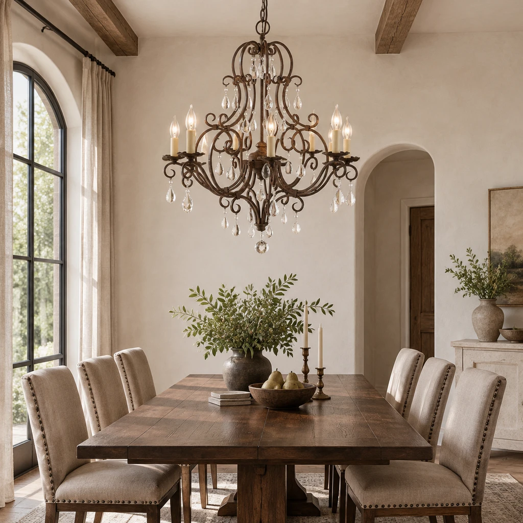 Amelie crystal chandelier in a dining room
