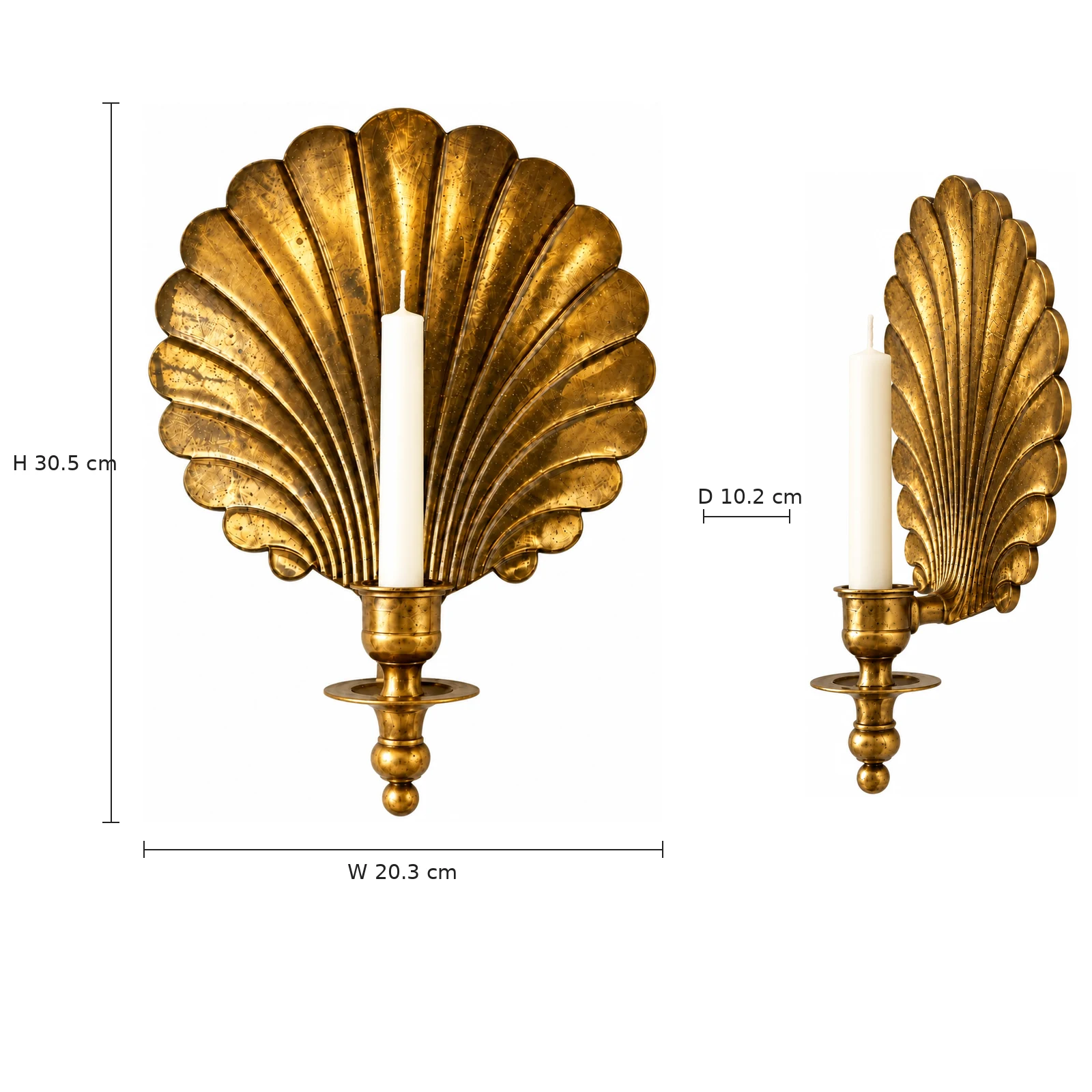 Front and side views, W 20.3 cm, D 10.2 cm, H 30.5 cm