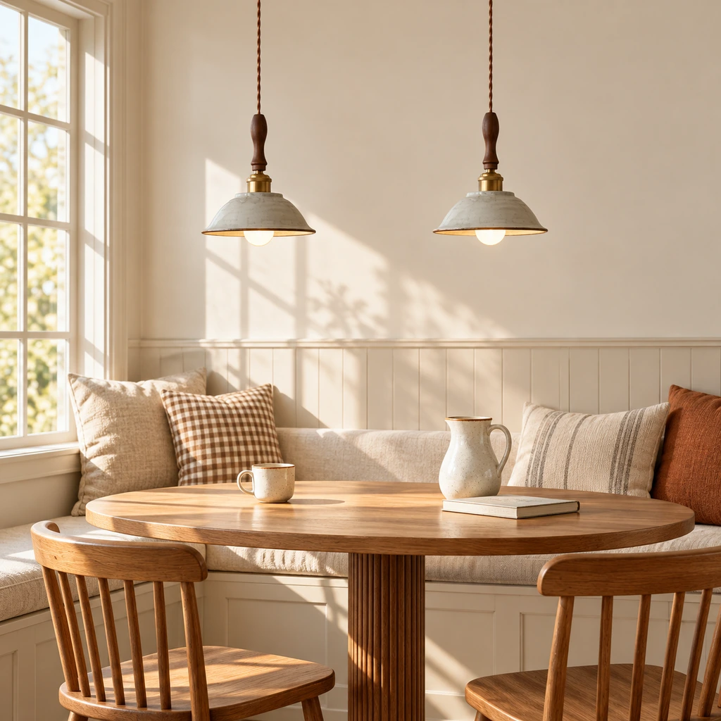 Two pendants over breakfast bench