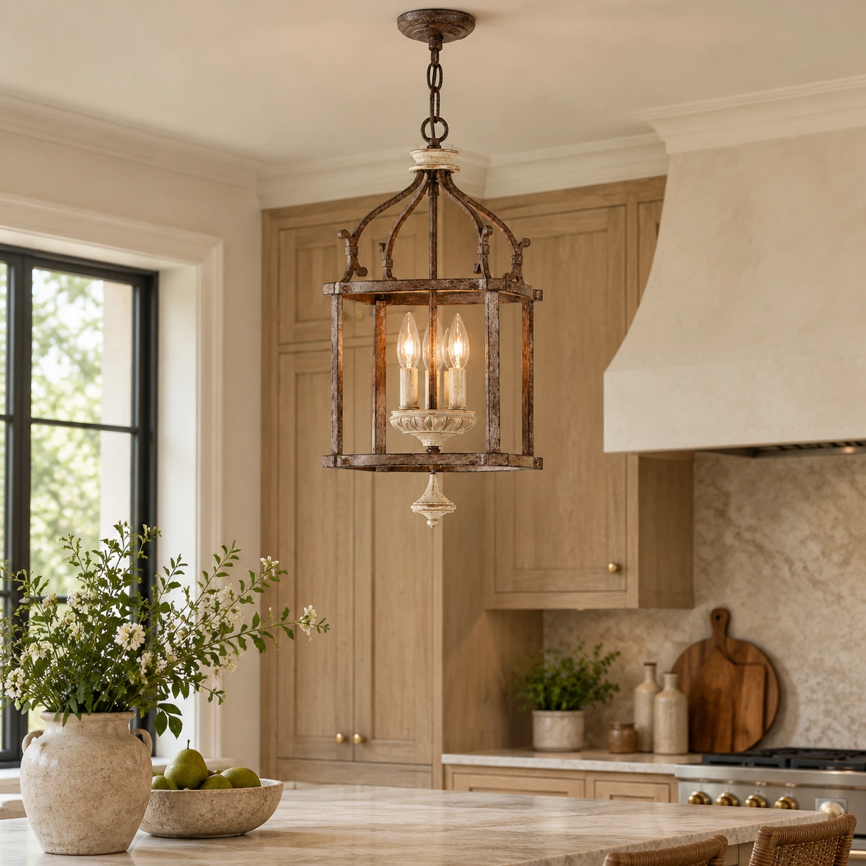 Lena Rustic Birdcage Iron Pendant Light kitchen near