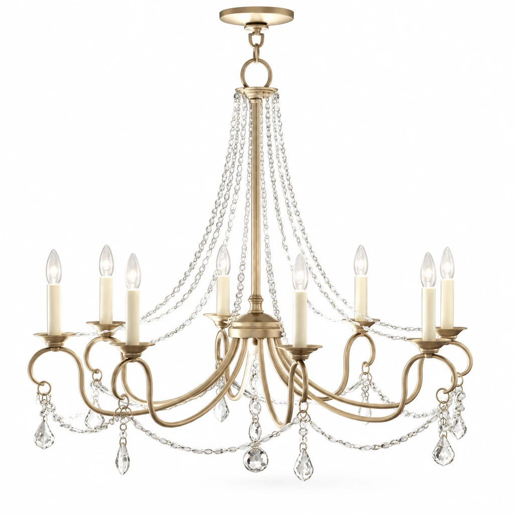 Marlow crystal bead iron chandelier on a clean white background