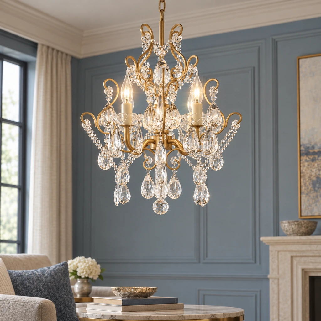 Celeste European Vintage Scrollwork Iron and Crystal Chandelier product image 7