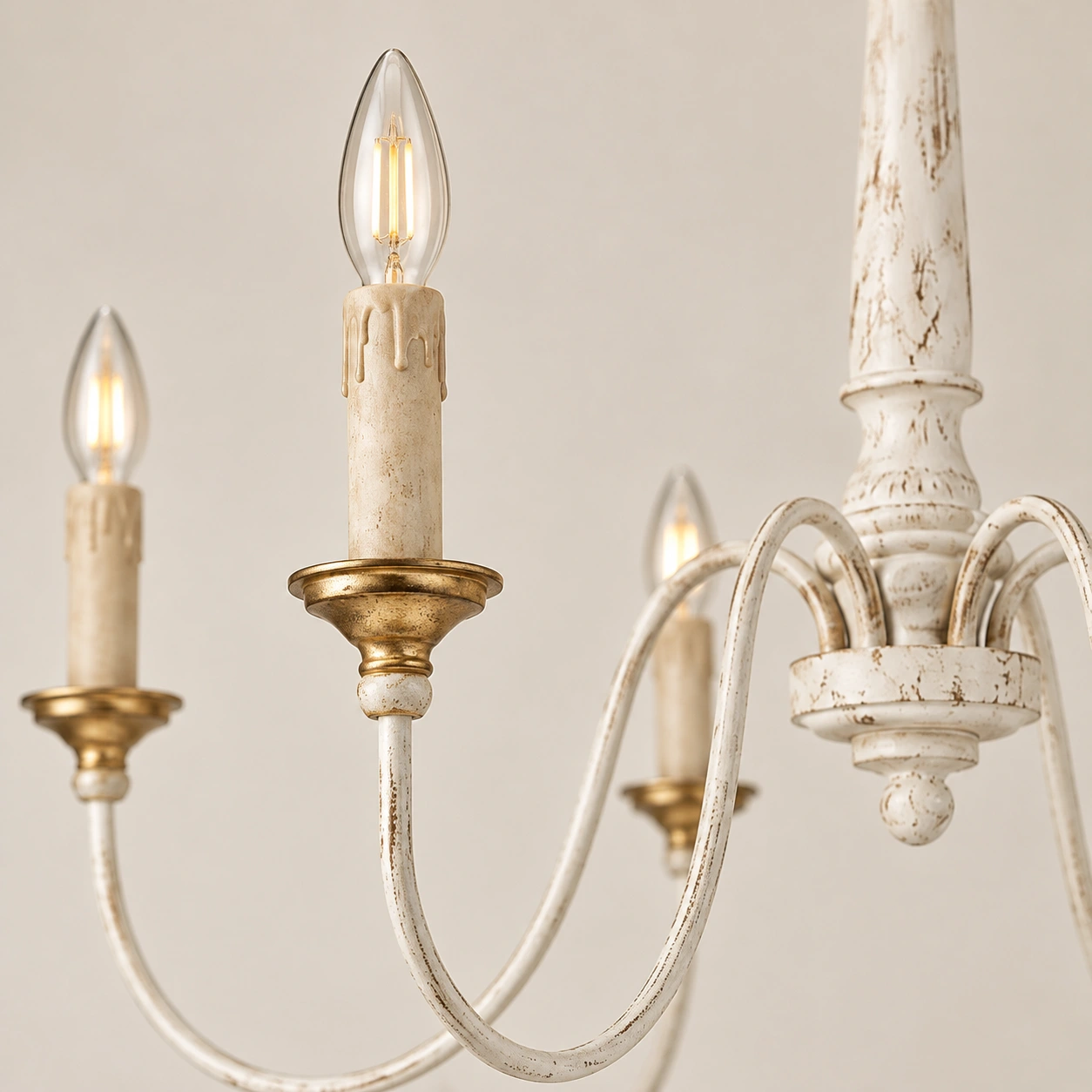 Isabelle six-arm wood and iron chandelier detail 03 cups