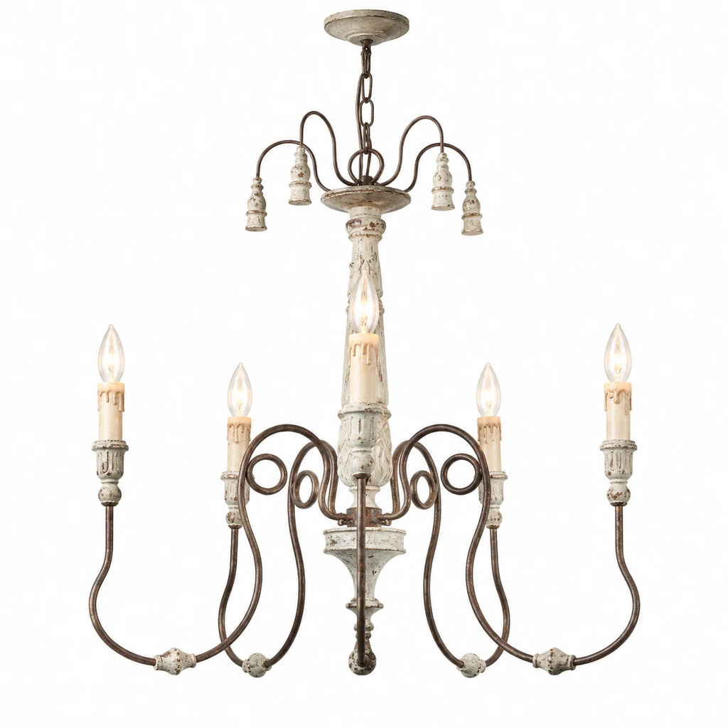 Lucien five-light chandelier on a clean white background