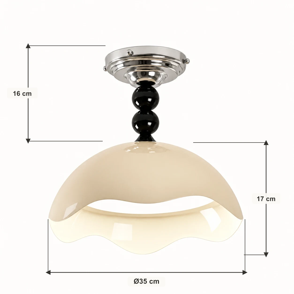 Mira Memphis Scalloped Acrylic and Metal Flush Mount Ceiling Light — dimension 35 square