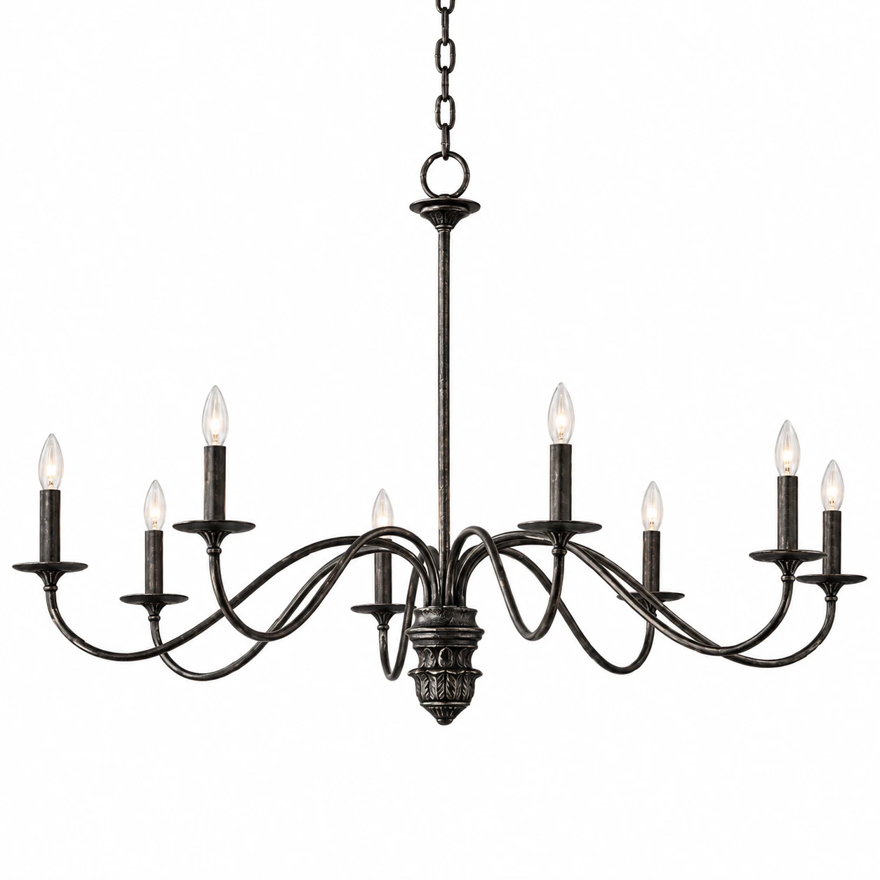 Avery Vintage Carved Wood Chandelier on white background