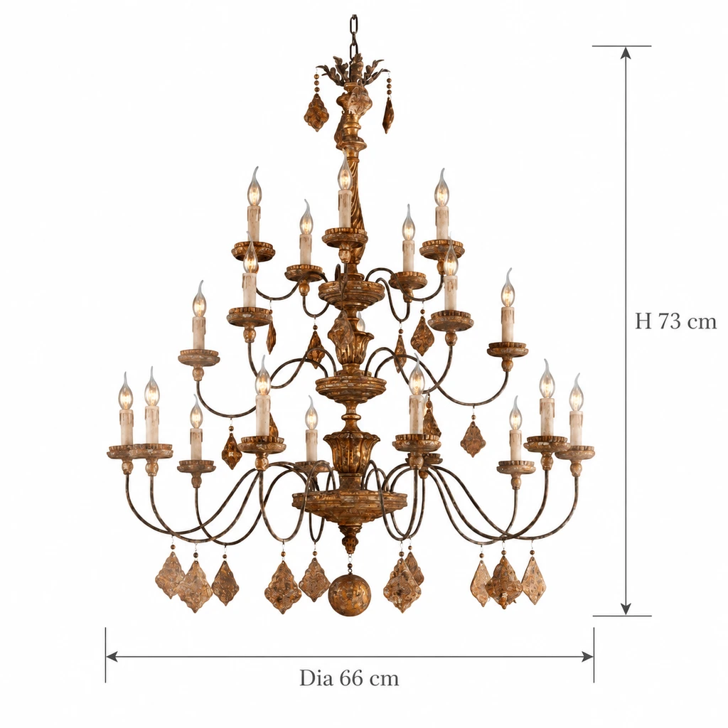 Marlowe 6-head small dimensions: 73 cm high and 66 cm diameter