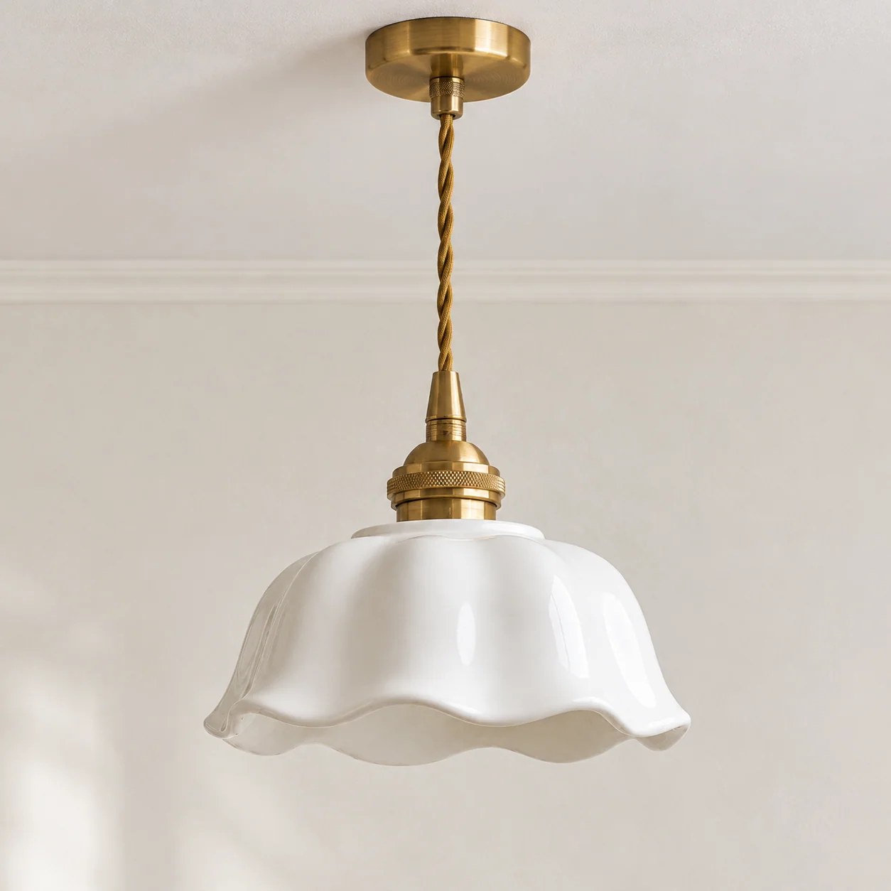 Modern Flower White Ceramic Pendant Light - sku pendant off