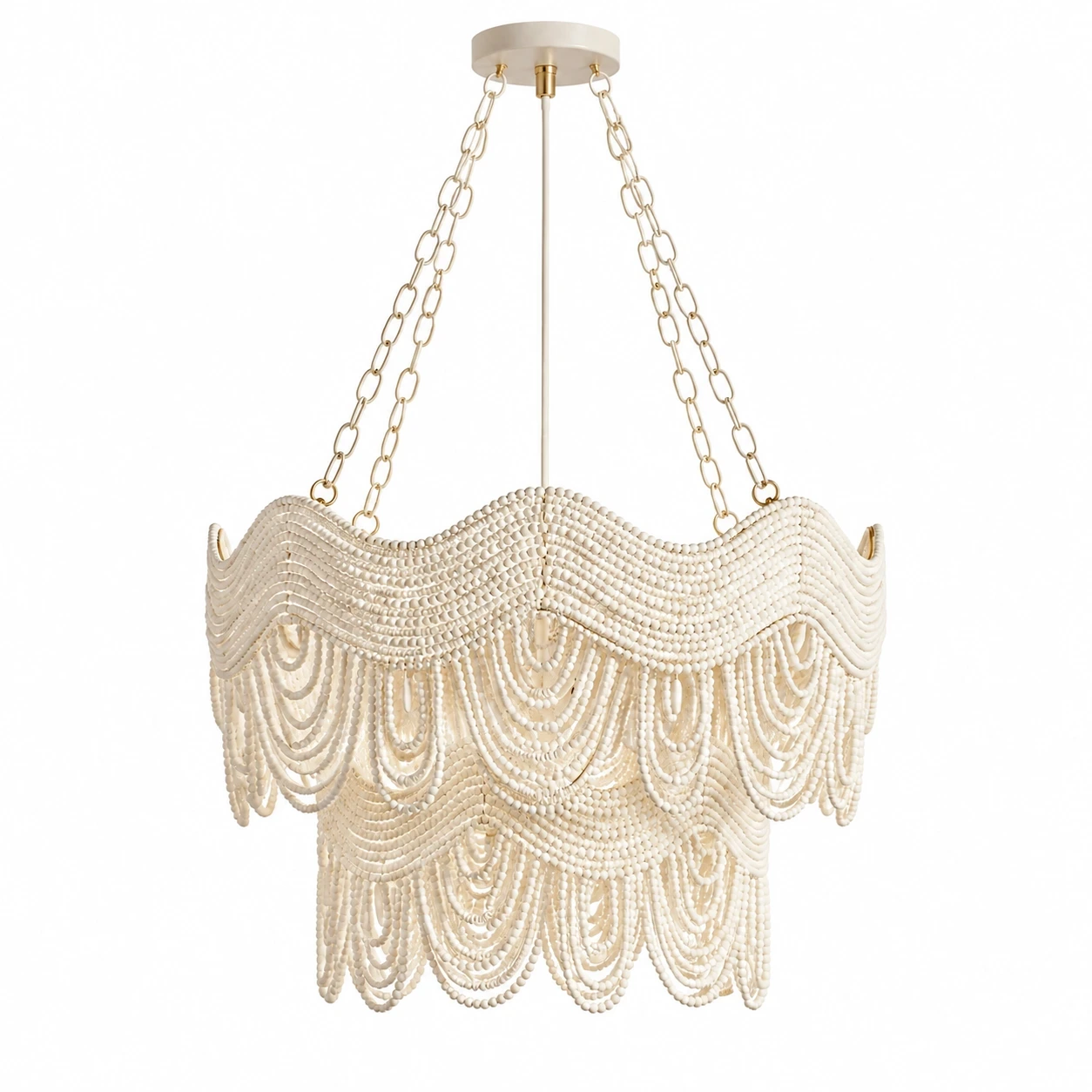 Clara Vintage Minimal Wood and Metal Pendant Light switched off on a white background