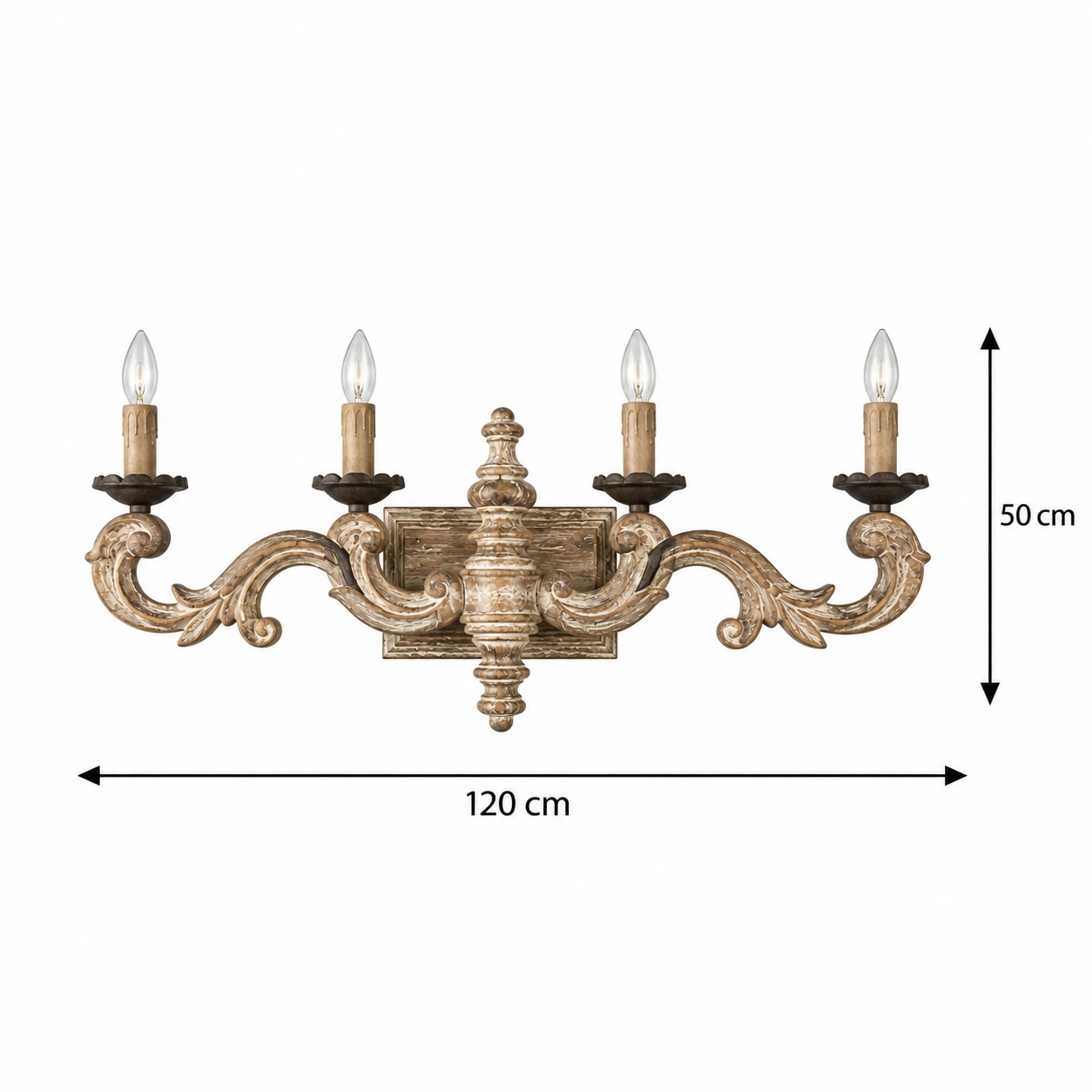 Avery carved solid wood wall sconce dimensions 120x50