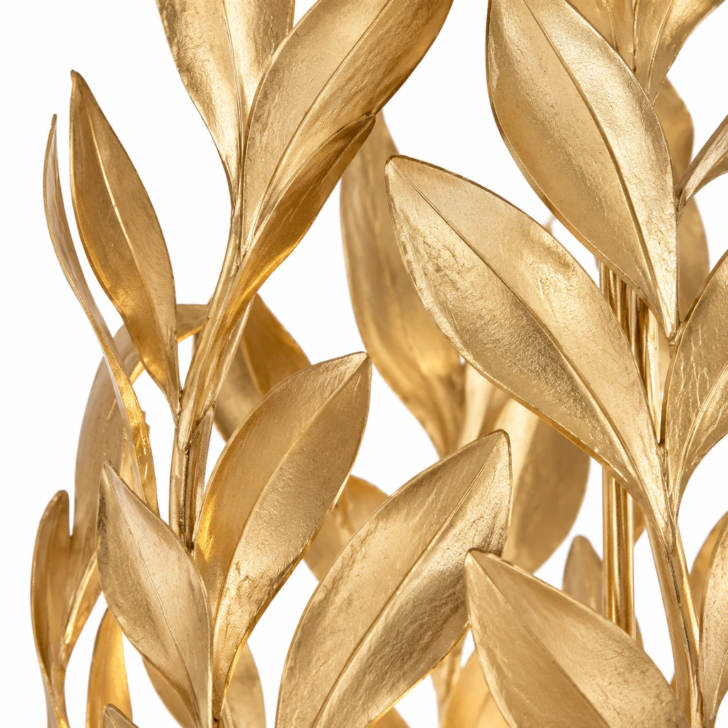 Close view of the metallic leaf finish