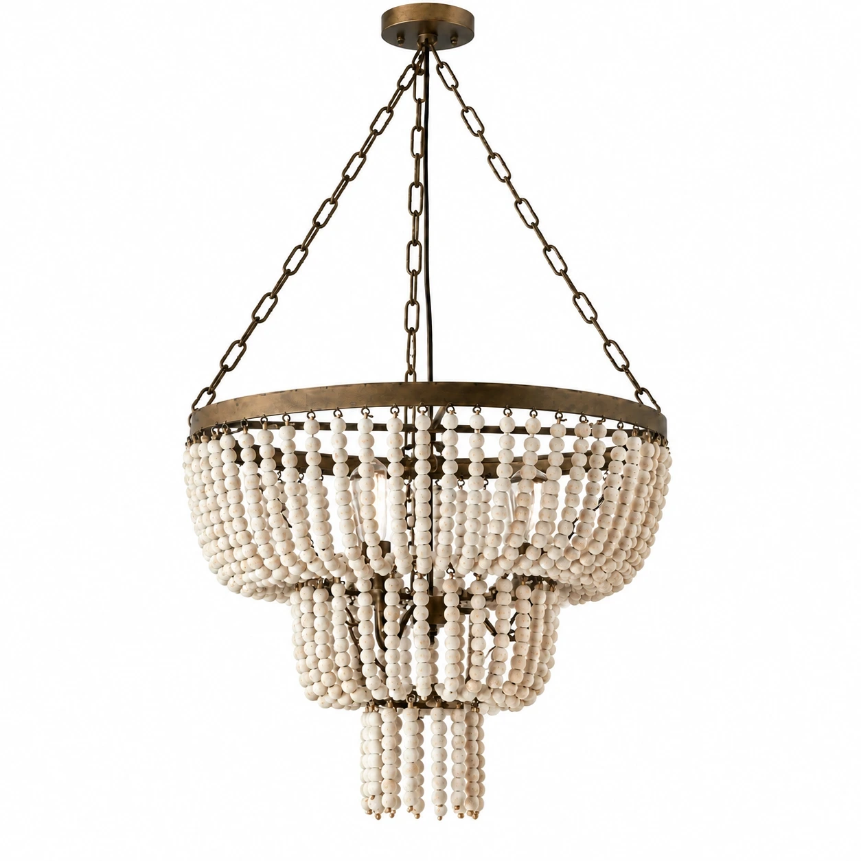 Sofia Vintage Minimal Walnut Wood and Metal Pendant Light switched off on a white background