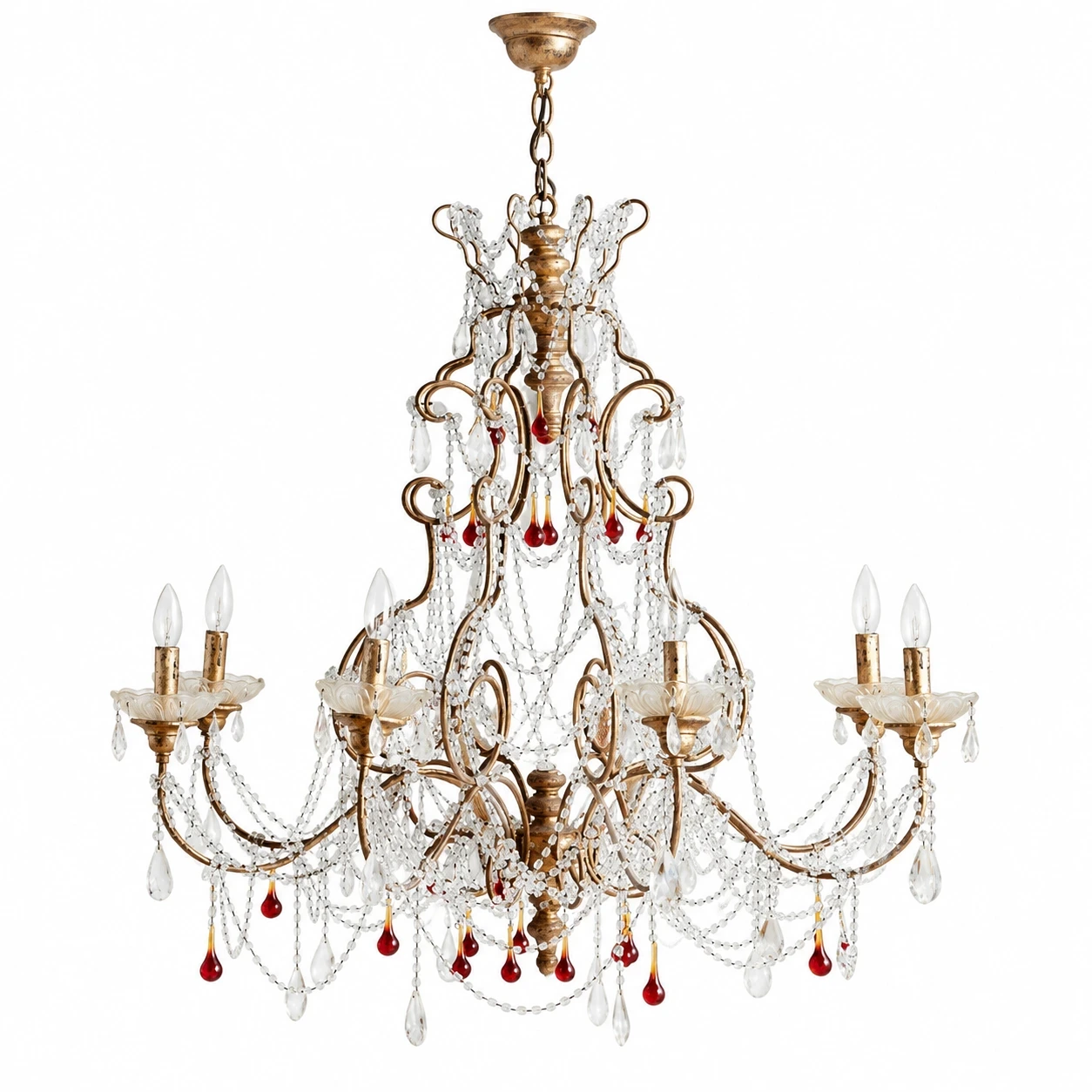 Julian American Rustic Faceted Crystal and Metal Pendant Light on a clean white background
