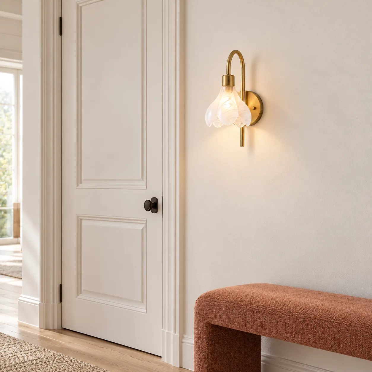 Mid view of the floral glass wall sconce