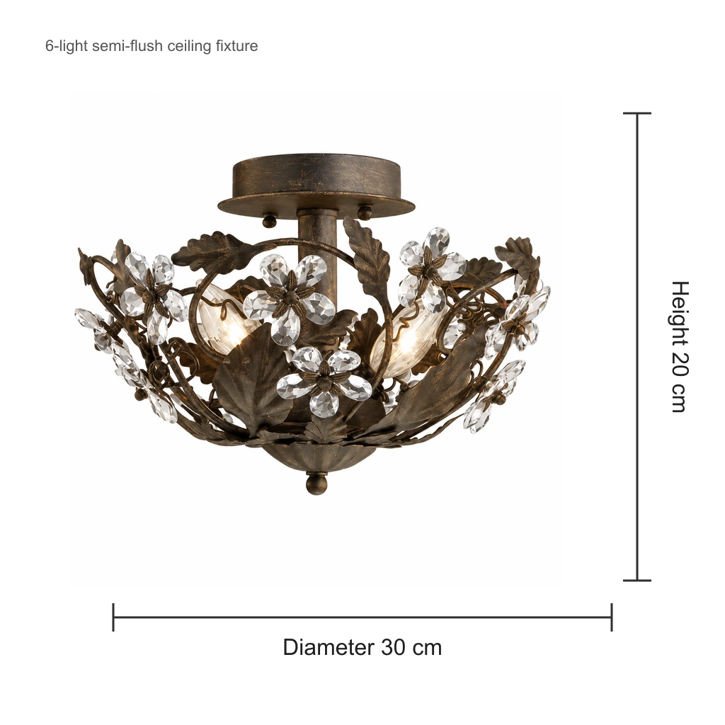 Elodie ceiling light dimensions: 30 cm diameter and 20 cm height