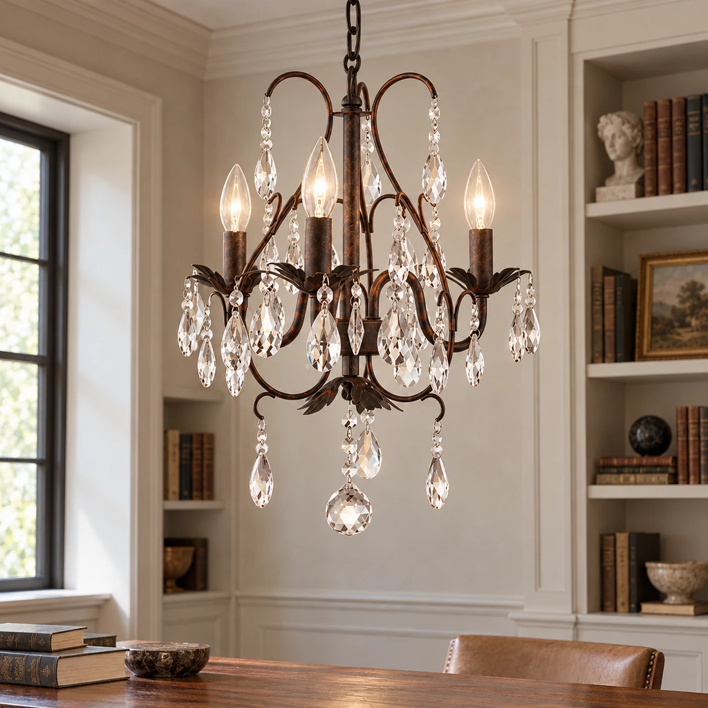 Rowan American Vintage Crystal-Drop Iron and Crystal Chandelier product image 6