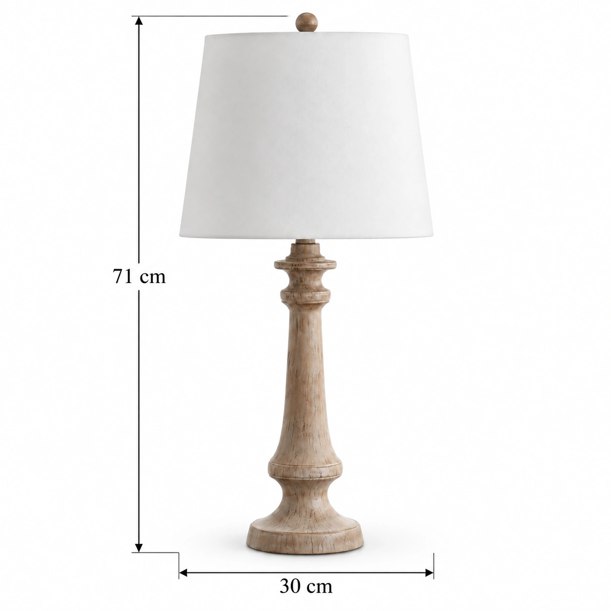 Clara turned wood table lamp dimensions 30x71 v4