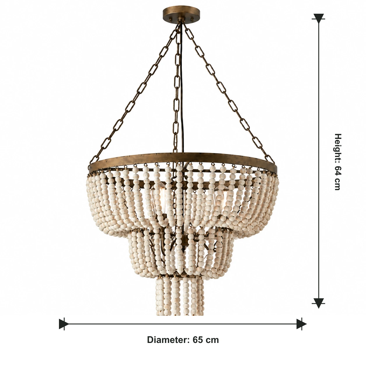 Sofia Vintage Minimal Walnut Wood and Metal Pendant Light verified dimensions