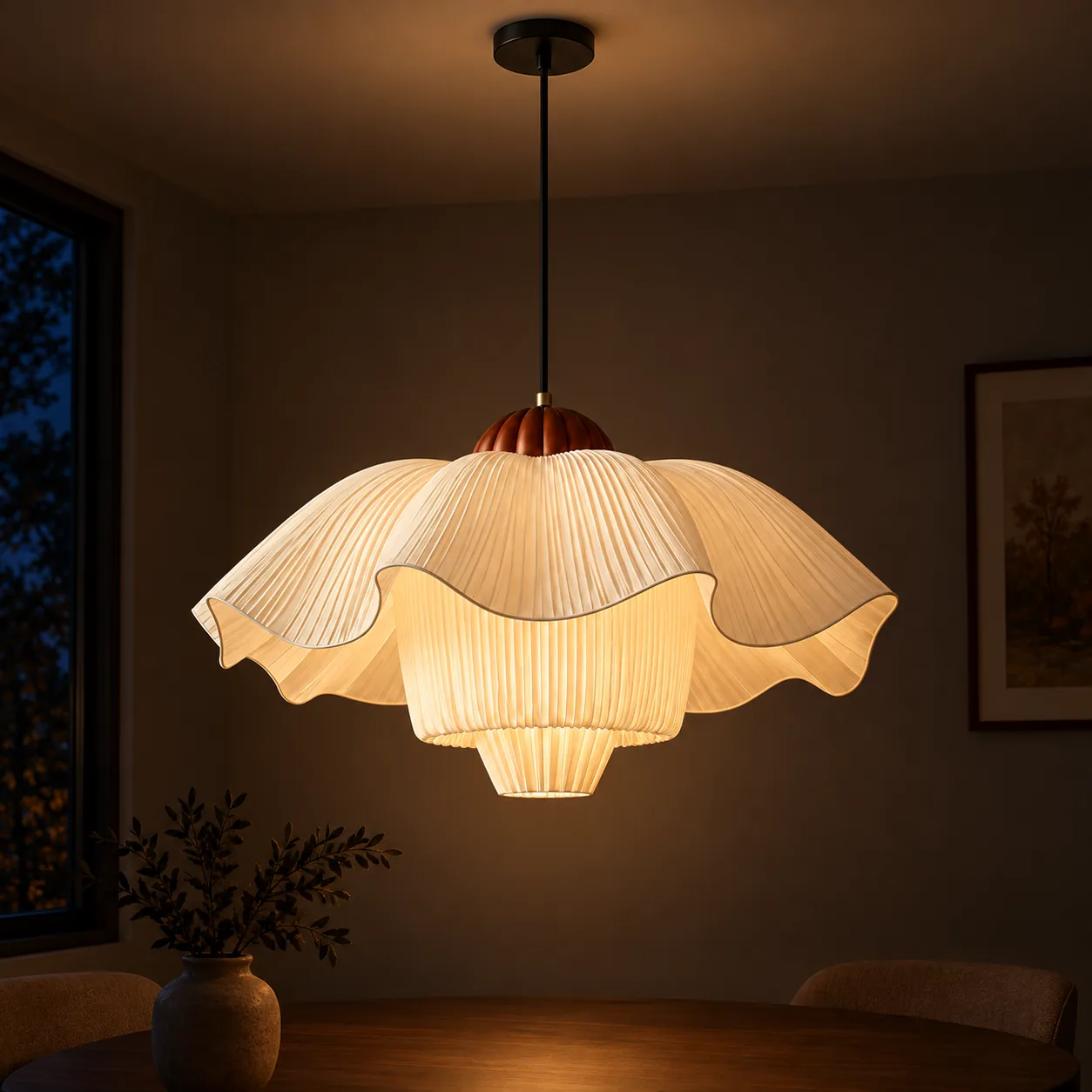 Pendant glowing at night