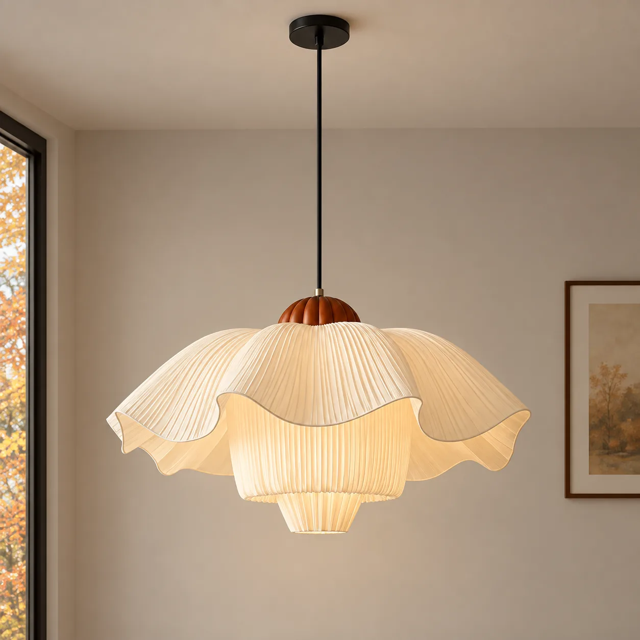 Ivory pleated pendant