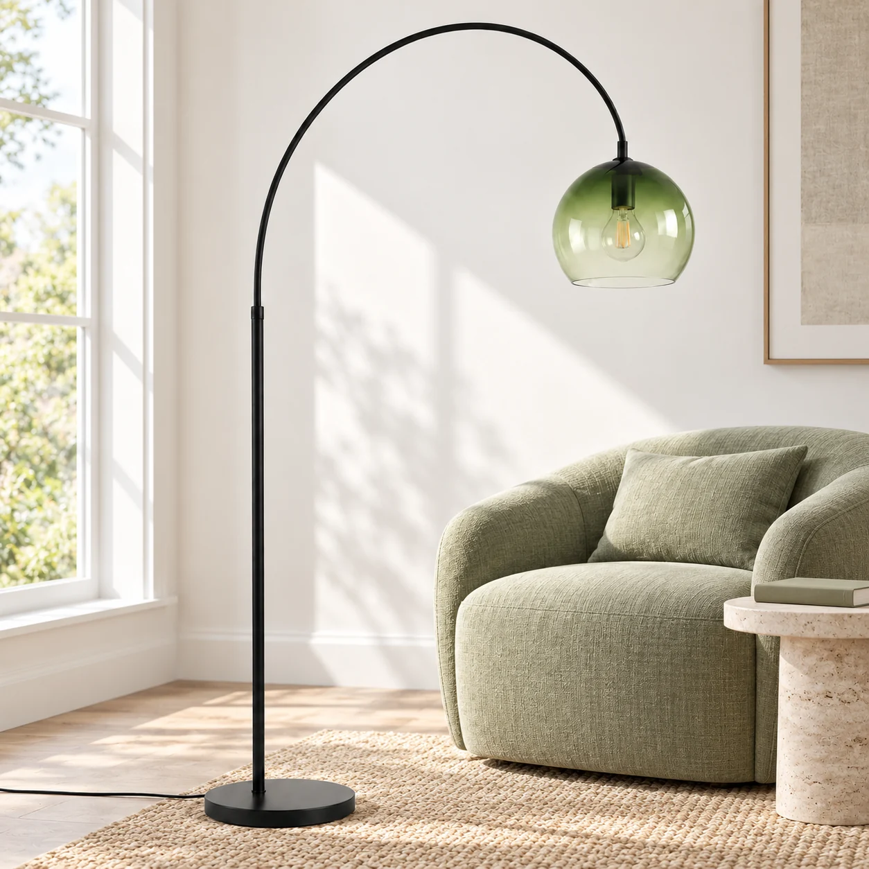 Floor lamp beside a reading chair