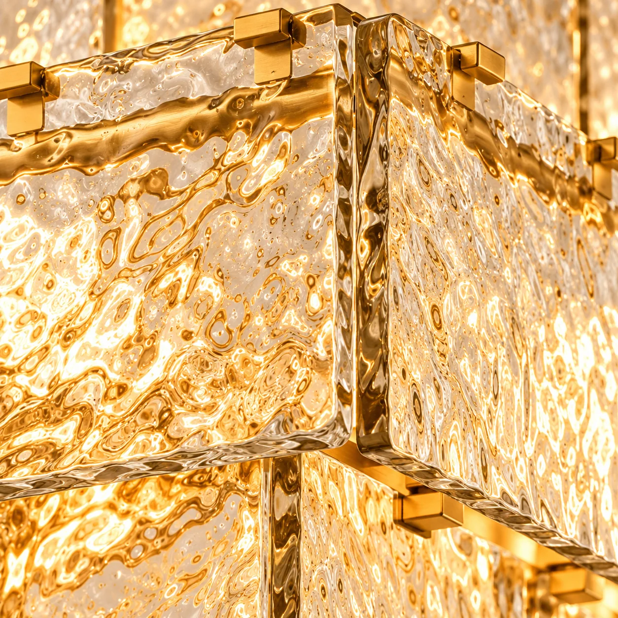 Close view of the rippled clear glass panels