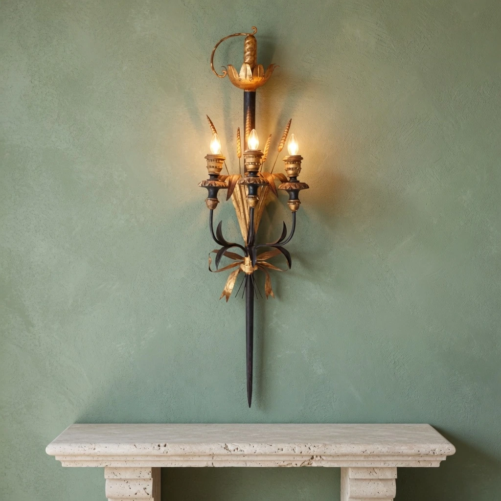Calla wall sconce in a sage entry hall