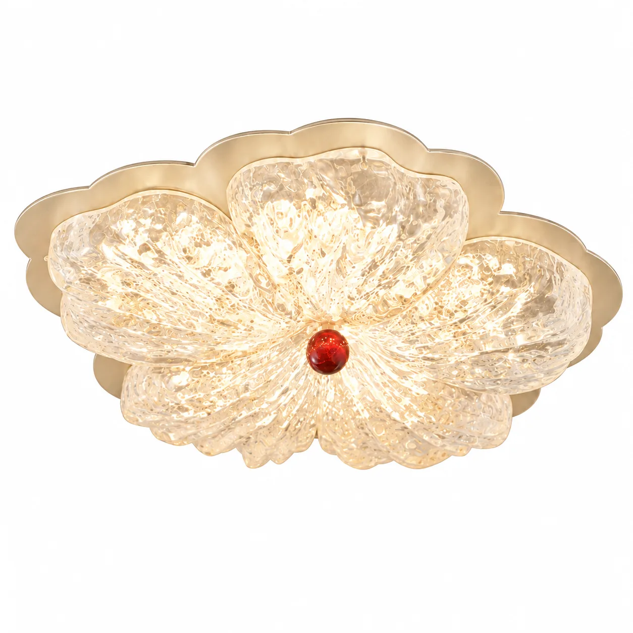 Cream resin and iron flush mount on white