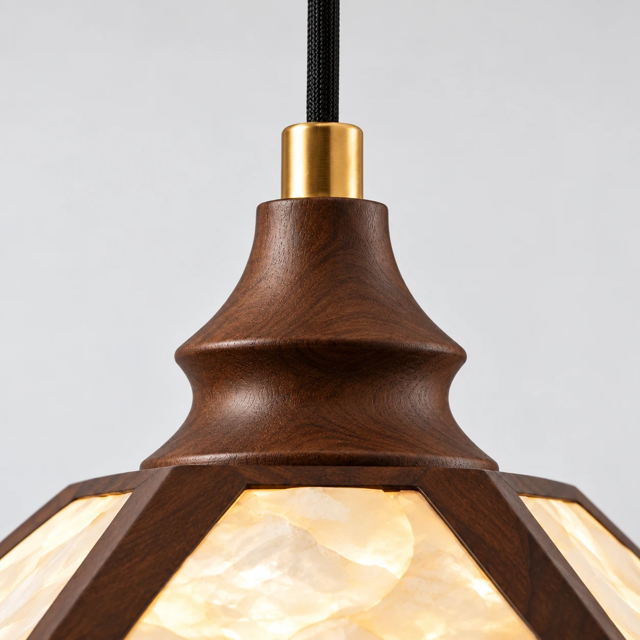 Turned wood body and brass collar junction
