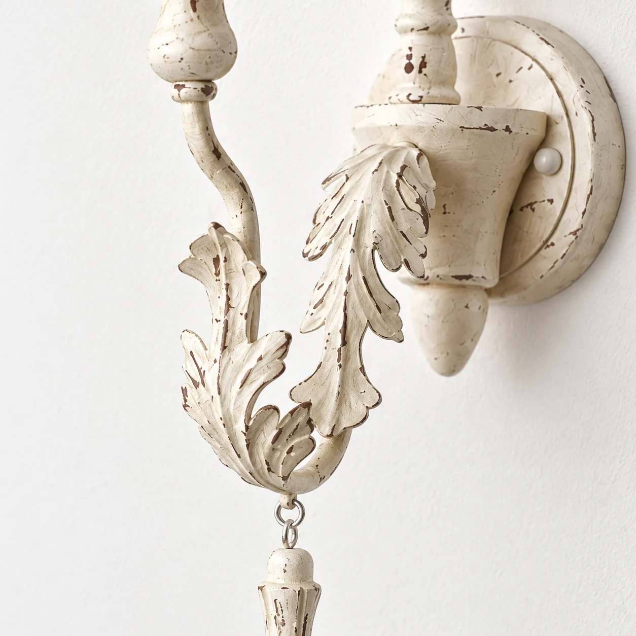 Clara Vintage Carved Wood Wall Sconce — detail