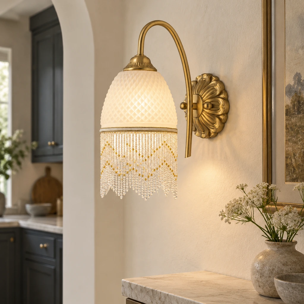 Mara Vintage Tassel Iron Glass Wall Sconce product image 6