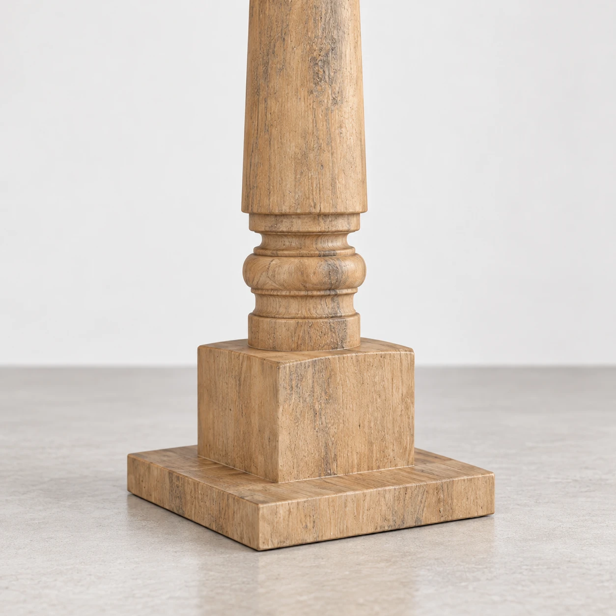 Natural Wood floor lamp detail: stepped floor base