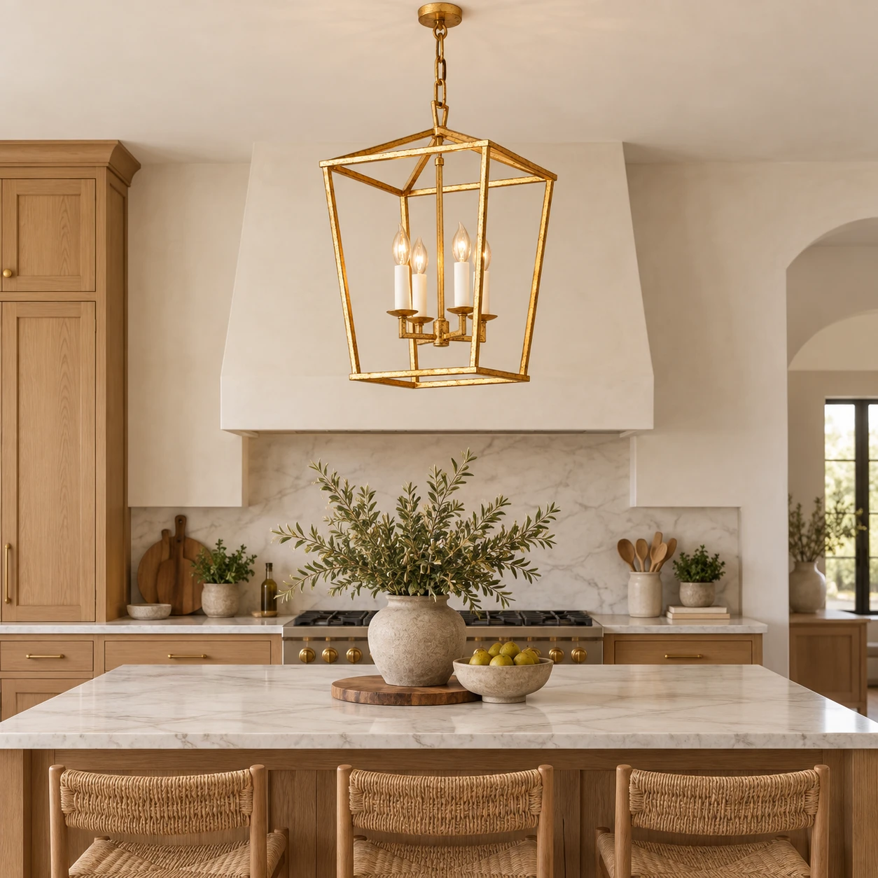 Nora Vintage Caged Iron Chandelier in a residential interior