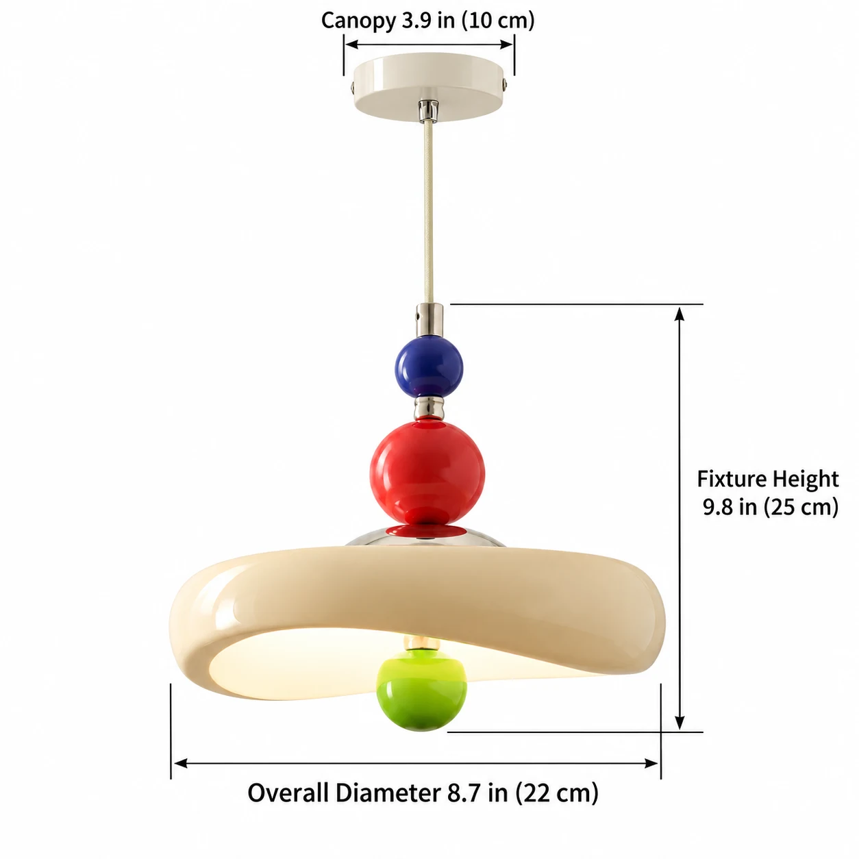Dimension diagram 22 cm diameter