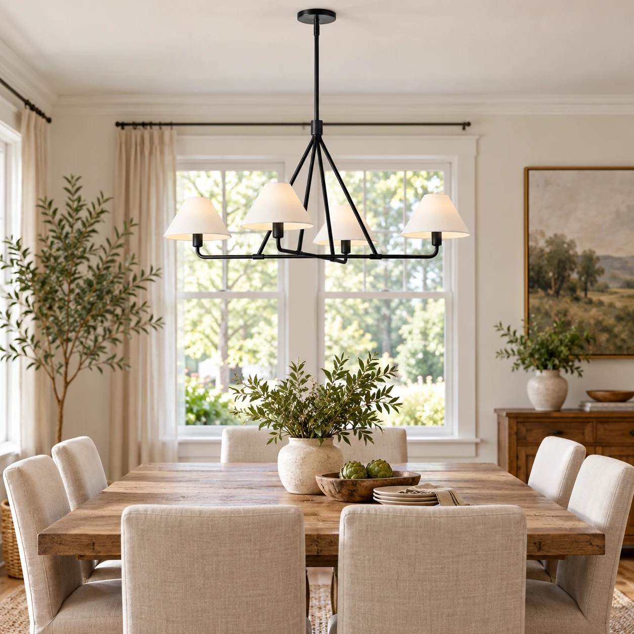 Maren Vintage 4-Light Iron Chandelier in a residential interior