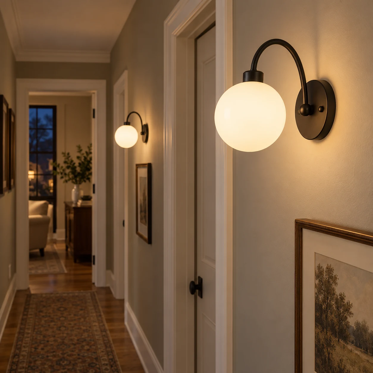 Mado matching wall sconce in a hallway