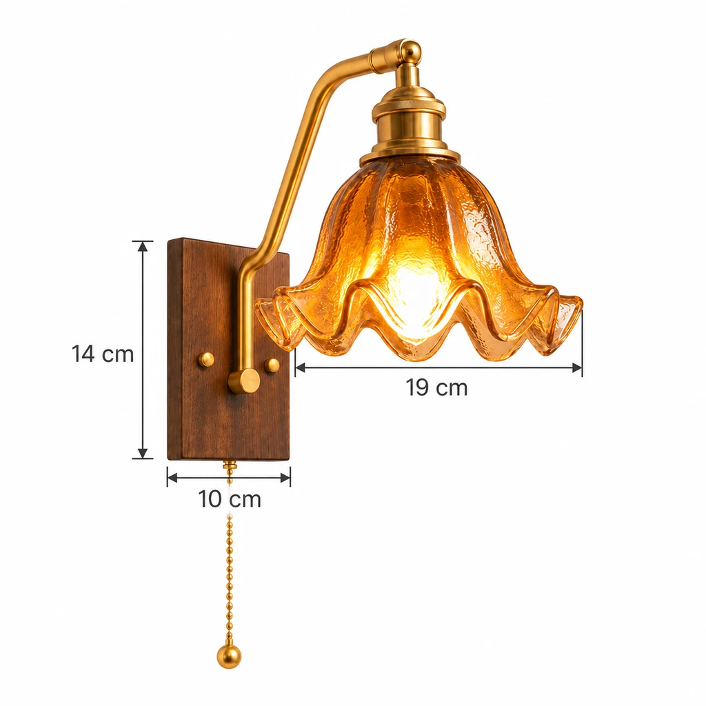 Nora wall sconce dimensions: 19 cm shade, 10 cm by 14 cm backplate
