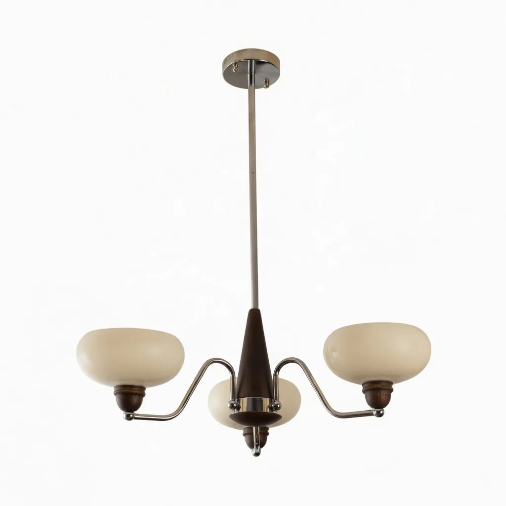 Three-head cream glass branch pendant