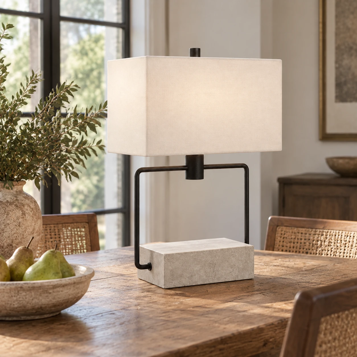 Sophie European Carved Wood Table Lamp in a residential interior