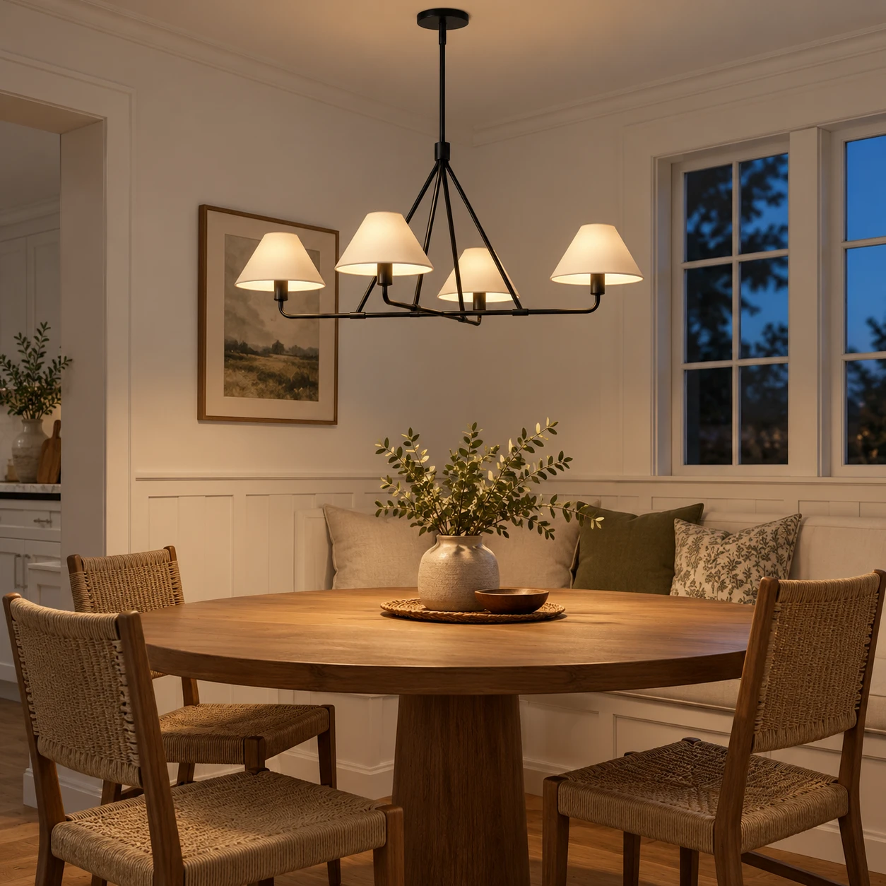 Maren Vintage 4-Light Iron Chandelier in a residential interior